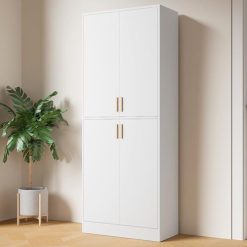Cozy Castle Kitchen Pantry Cabinet, 71 Tall Wood Storage Cabinet with Doors and Shelves 4 Doors Freestanding Cupboard Utility Hutch for Dining Room Living Room Bathroom Furniture, Gray