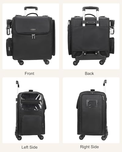 Relavel Rolling Makeup Train Case, Hairstylist Traveling Bag with 4 Wheels, Heat Insulation Full Layer, Adjustable Dividers, Hair Tools and Cosmetics Storage Organizer Trolley Suitcase Makeup Cart - Image 9