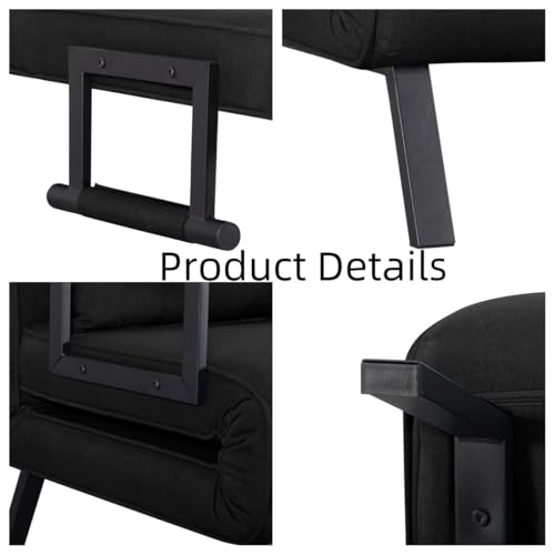 3 in 1 Sleeper Sofa Bed, Futon Sofa Bed for Living Room with Side Pocket, Black Sleepers Sofa Couch with Pullout Bed, Convertible Love Seat Sleepers Bed for Living Room, Bedroom, Small Space - Image 57