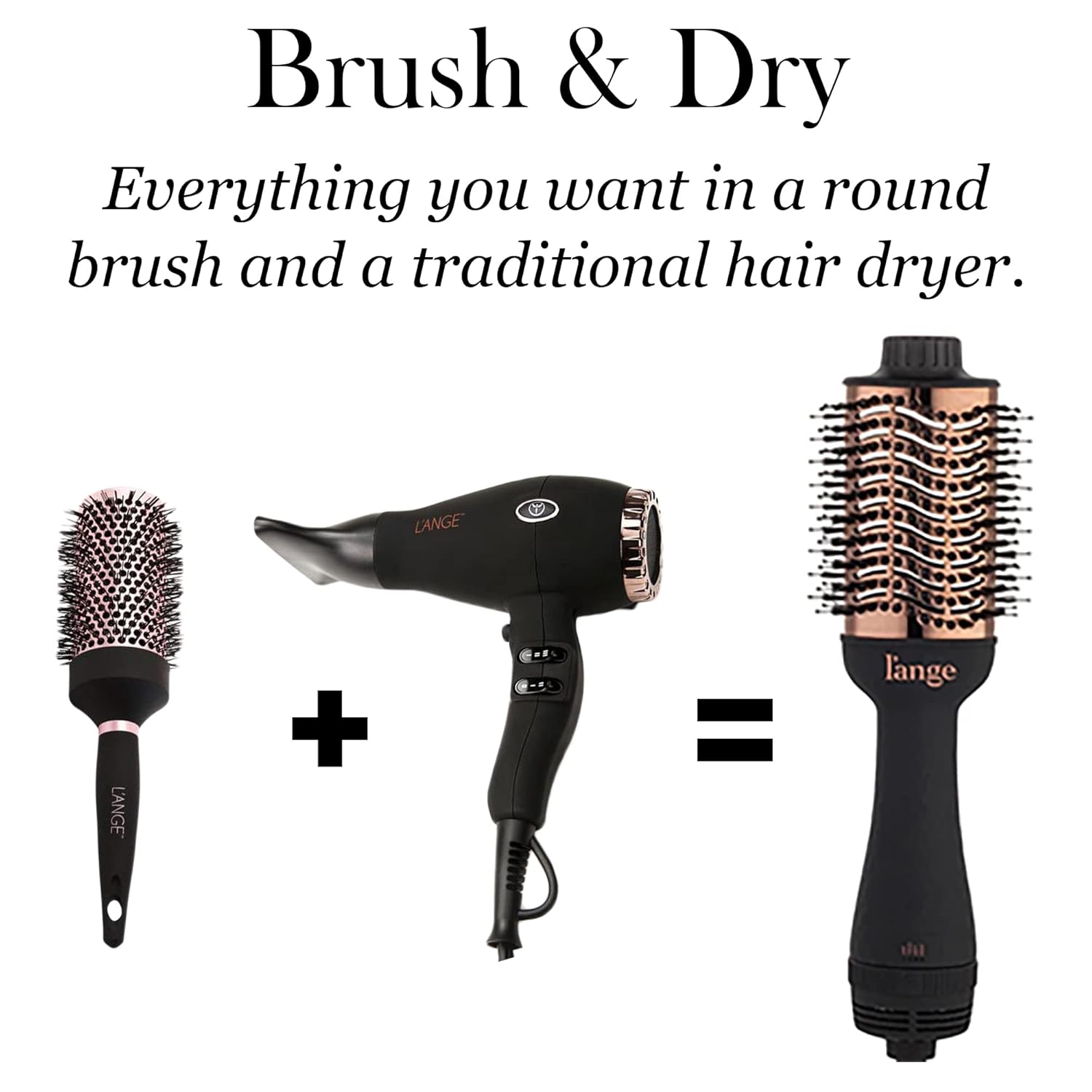 L’ANGE HAIR Le Volume 2-in-1 Titanium Brush Dryer Black | 75MM Hot Air Blow Dryer Brush in One with Oval Barrel | Hair Styler for Smooth, Frizz-Free Results for All Hair Types - Image 2