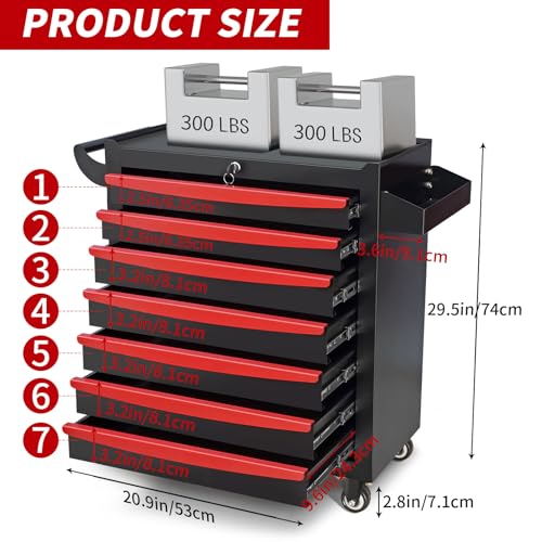 Rolling Tool Chest, Metal Tool Box with 5 Drawers, Lockable Garage Storage Cabinets Sliding Tool Drawer Cart on Wheels Toolbox Organization Workbench for Workshop Warehouse Repair Shop - Image 3