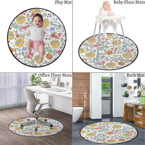 Dark Blue White Office Chair Mat Hardwood Floor Computer Desk Mat Anti-Slip Gaming Chair Mat Round Floor Mat Durable Floor Protector Old Fashion Romantic Decorating Diameter 35.4 in - Image 4