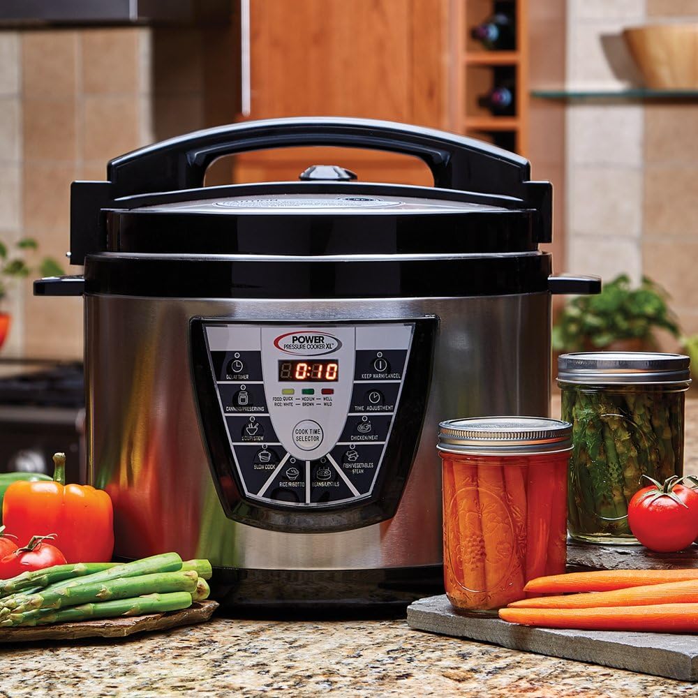 Power Pressure Cooker XL XL 10-Quart Electric Pressure, Slow, Rice Cooker, Steamer & More, 7 One-Touch Programs, Silver - Image 3