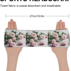 Alternative view of Sweatband Sports Headbands for Women Flowers on White Table Headband Stretchy Head Bands Moisture Wicking Workout Headband Fashionable Hairbands for Workout Yoga Running Gym Unisex Hairband