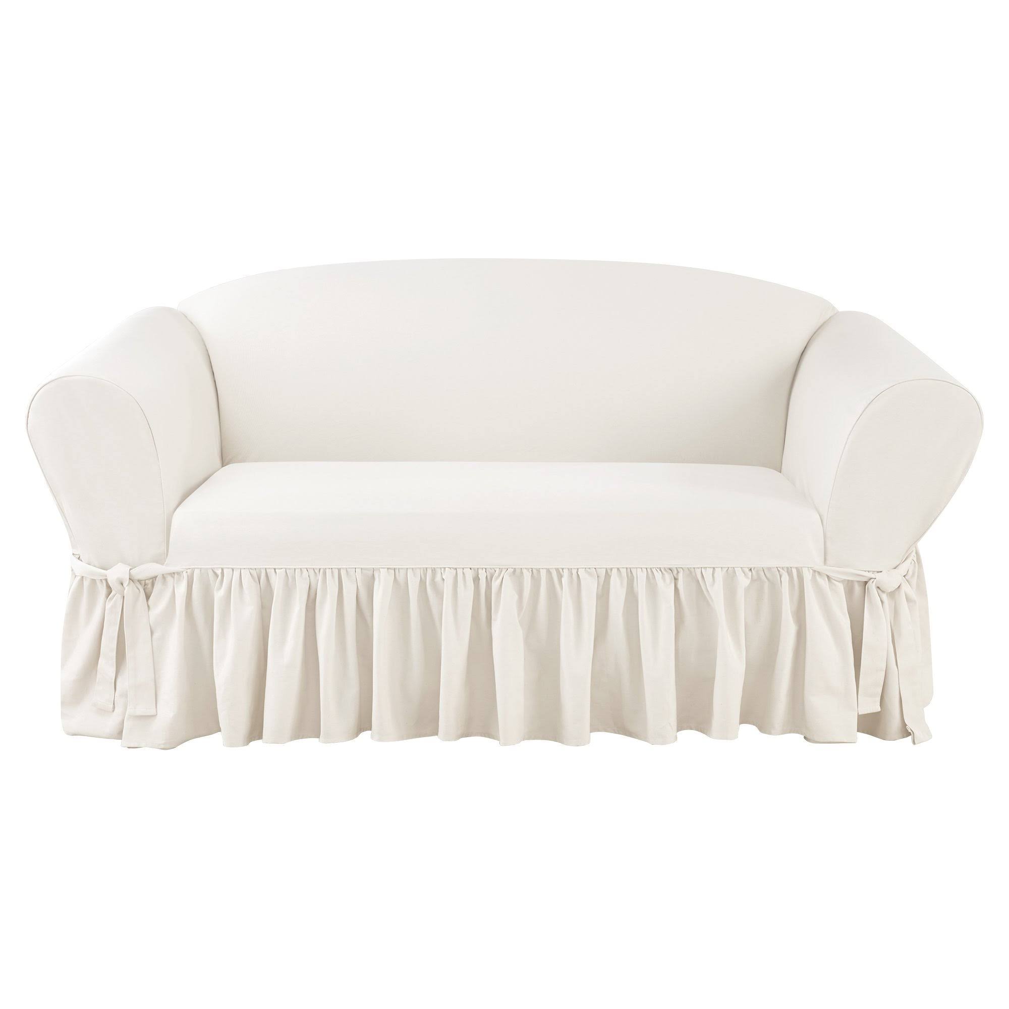 Sure Fit Essential Twill 1 Piece Loveseat Slipcover – White