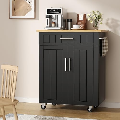 Shintenchi Kitchen Island Cart with Storage,Rolling Side Table on Wheels with Large Worktop, Cabinet,Towel Rack and Drawers for Kitchen,Dinning Room, White - Image 17
