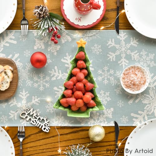 Artoid Mode Navy Blue Snowflakes Christmas Table Runner, Seasonal Winter Holiday Kitchen Dining Table Decoration for Home Party Decor 13×72 Inch - Image 4