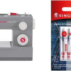 SINGER Sewing 4432 Heavy Duty Extra-High Speed Sewing Machine with Metal Frame and Stainless Steel Bedplate & Universal Heavy Duty Machine Needles -5/Pkg