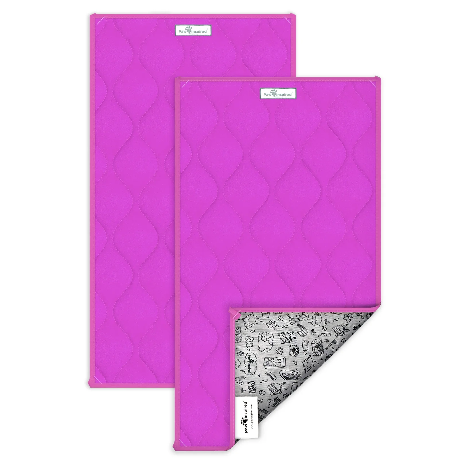 2ct Paw Inspired Guinea Pig Cage Liners | Washable Fleece Bedding or Small Animal Bed Mat for Guinea Pigs, Ferrets, Rabbits, Hamsters | Absorbent Pee Pad with Waterproof Bottom (C&C 2X1, Pink) - Image 2