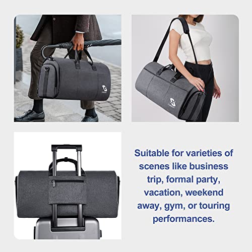 Convertible Garment Bag for travel,Carry on Garment Duffle Bag with Shoe Compartment, Detachable Shoulder Strap – 2 in 1 Suit Bags Suit Travel Bags for Men Women - Image 4