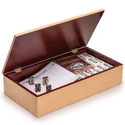 Alternative view of Yellow Mountain Imports – Complete Mexican Train Dominoes Set with Double 12 Dominoes Featuring Numerals, Wooden Hub, Train Mark