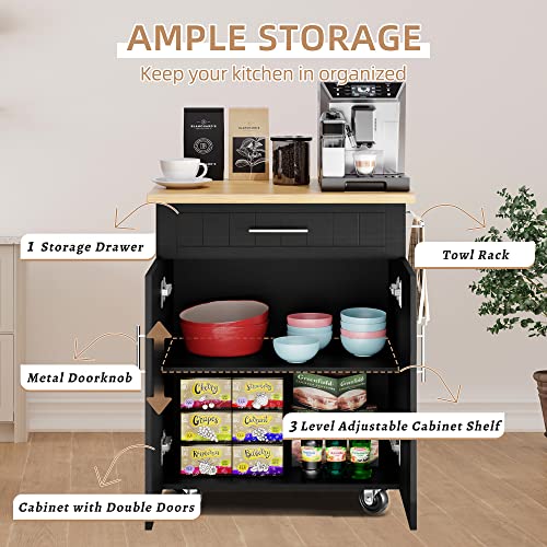 Shintenchi Kitchen Island Cart with Storage,Rolling Side Table on Wheels with Large Worktop, Cabinet,Towel Rack and Drawers for Kitchen,Dinning Room, White - Image 64