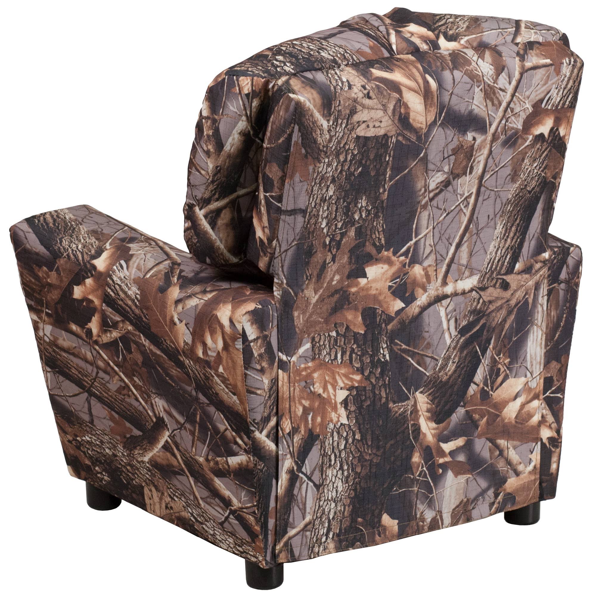 Emma and Oliver Camouflaged Fabric Kids Recliner with Cup Holder - Image 7