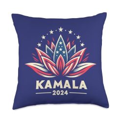 Kamala Harris 2024 American Lotus Presidential Campaign Throw Pillow