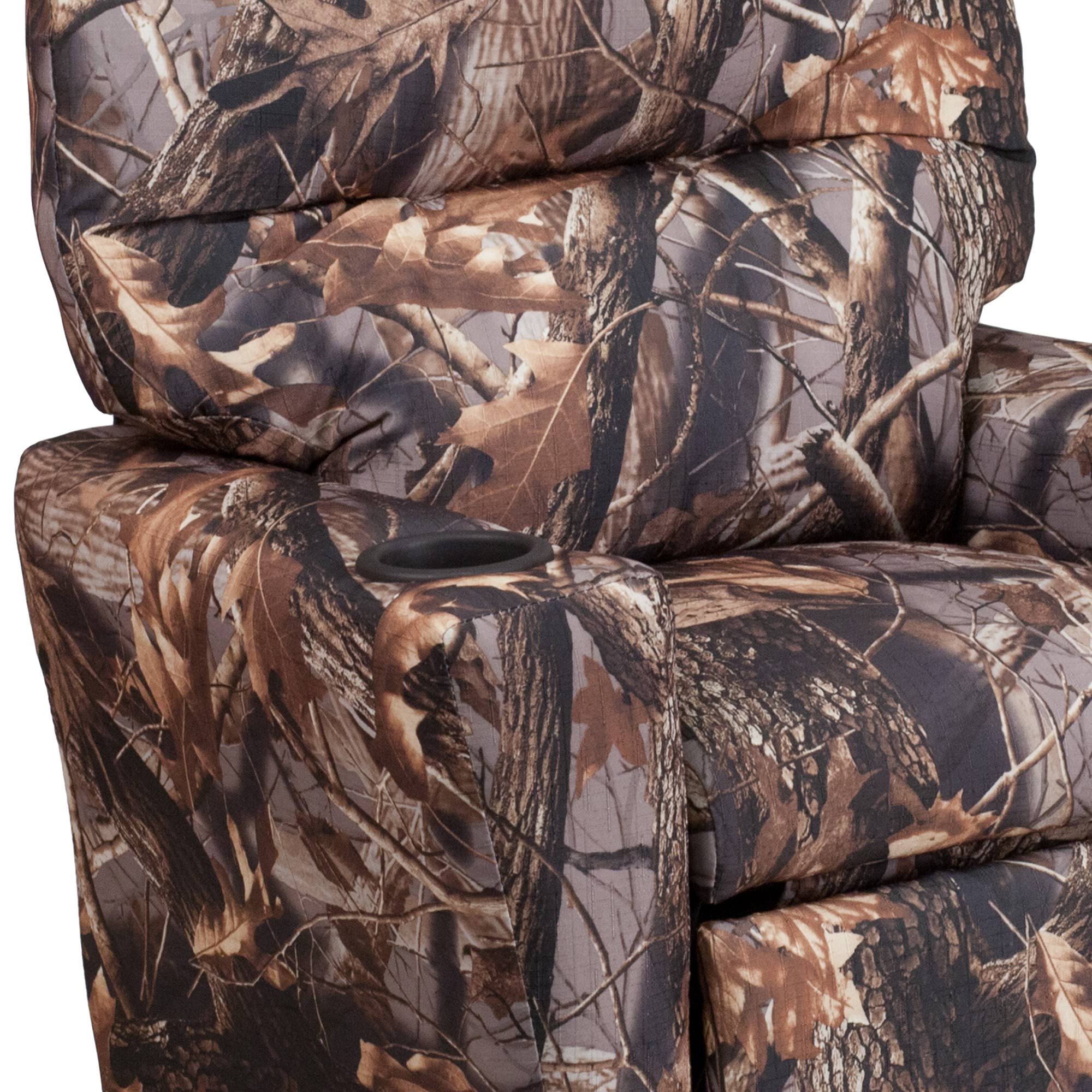 Emma and Oliver Camouflaged Fabric Kids Recliner with Cup Holder - Image 6