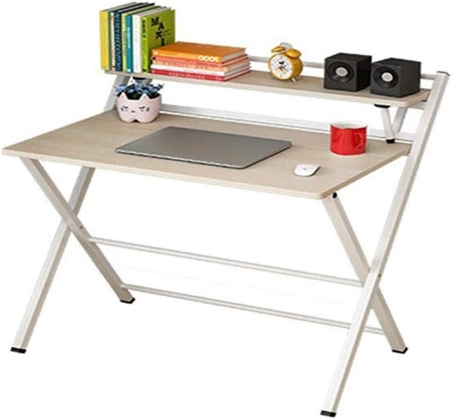 Folding Computer Desk, Space-Saving Home Office Desk Working Table with Storage Shelf, Multipurpose Foldable