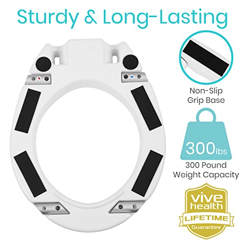 Vive Toilet Seat Risers for Seniors (Raised with Handles) Grab Bar Seat for Seniors – Options for Elongated & Standard Bowls – Elderly Handicap Medical Hip Replacement Surgery Lift, Easy Clean, White - Image 6