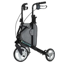 ELENKER 3 Wheel Walkers for Seniors, 3 Wheeled Rollator with 10?? Wheels, Narrow Walkers for Small Spaces, Compact Folding, Ideal for Traveling, Blue