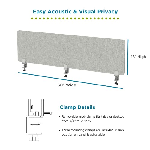 VaRoom – Desk Divider; Sound Proof Dividers – Privacy Shields for Student Desks and Desk Privacy Panels. Cubicle Wall, Desk Divider for Students and Office Divider (Light Grey, 48 W x 18??H) - Image 3