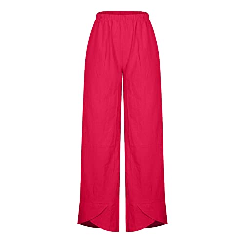Women’s Cotton Linen Casual Summer Harem Pants Solid Color Loose Wide Leg Pant Comfortable Sweatpants with Pocket - Image 4