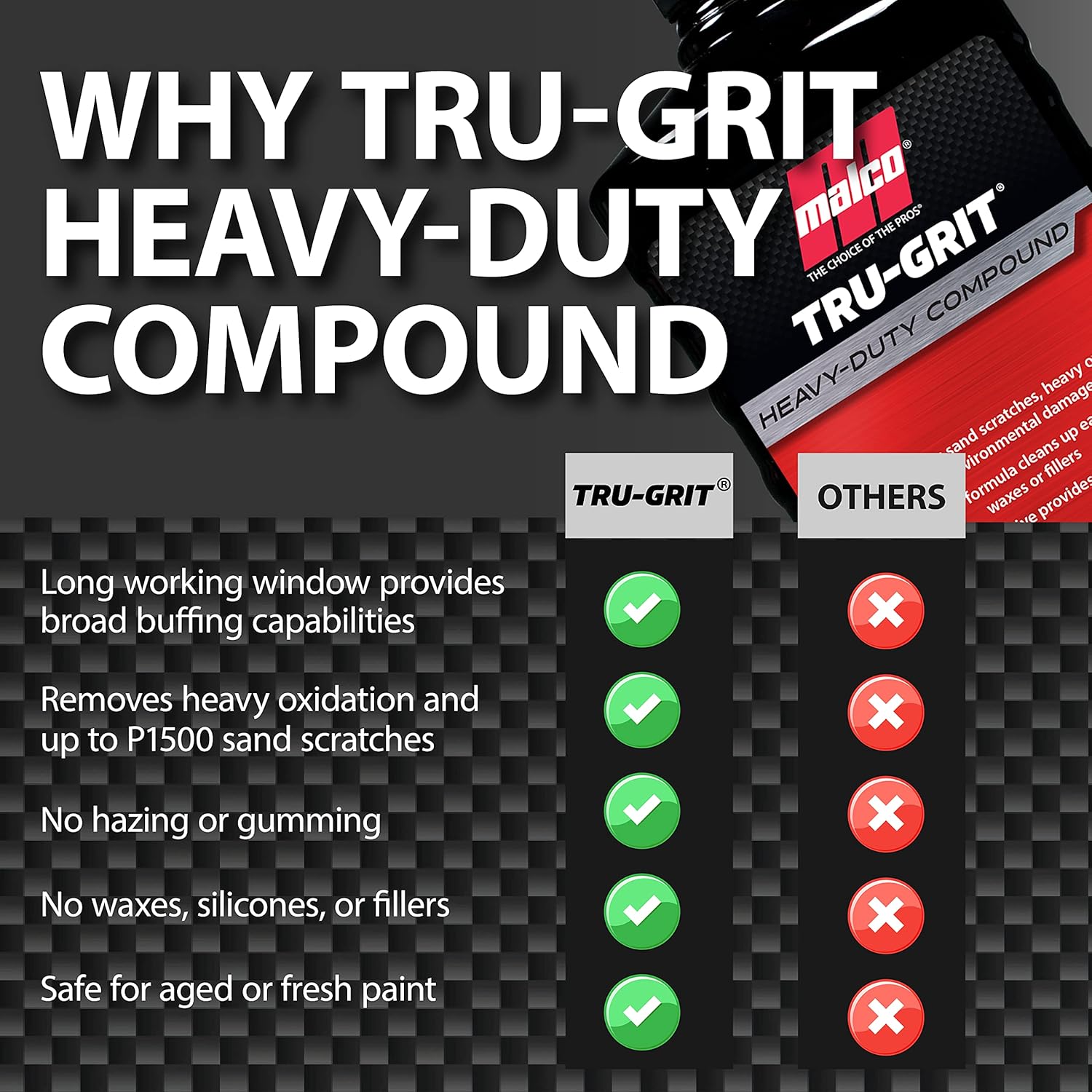 Malco Tru Grit – Heavy Duty Buffing and Polishing Compound for Cars/Automotive Paint Correction and Detailing/Removes 1000-1500 Grit Sand Scratches / 1 Gallon (120001) - Image 5