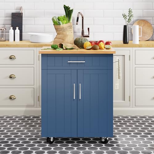 Shintenchi Kitchen Island Cart with Storage,Rolling Side Table on Wheels with Large Worktop, Cabinet,Towel Rack and Drawers for Kitchen,Dinning Room, White - Image 11