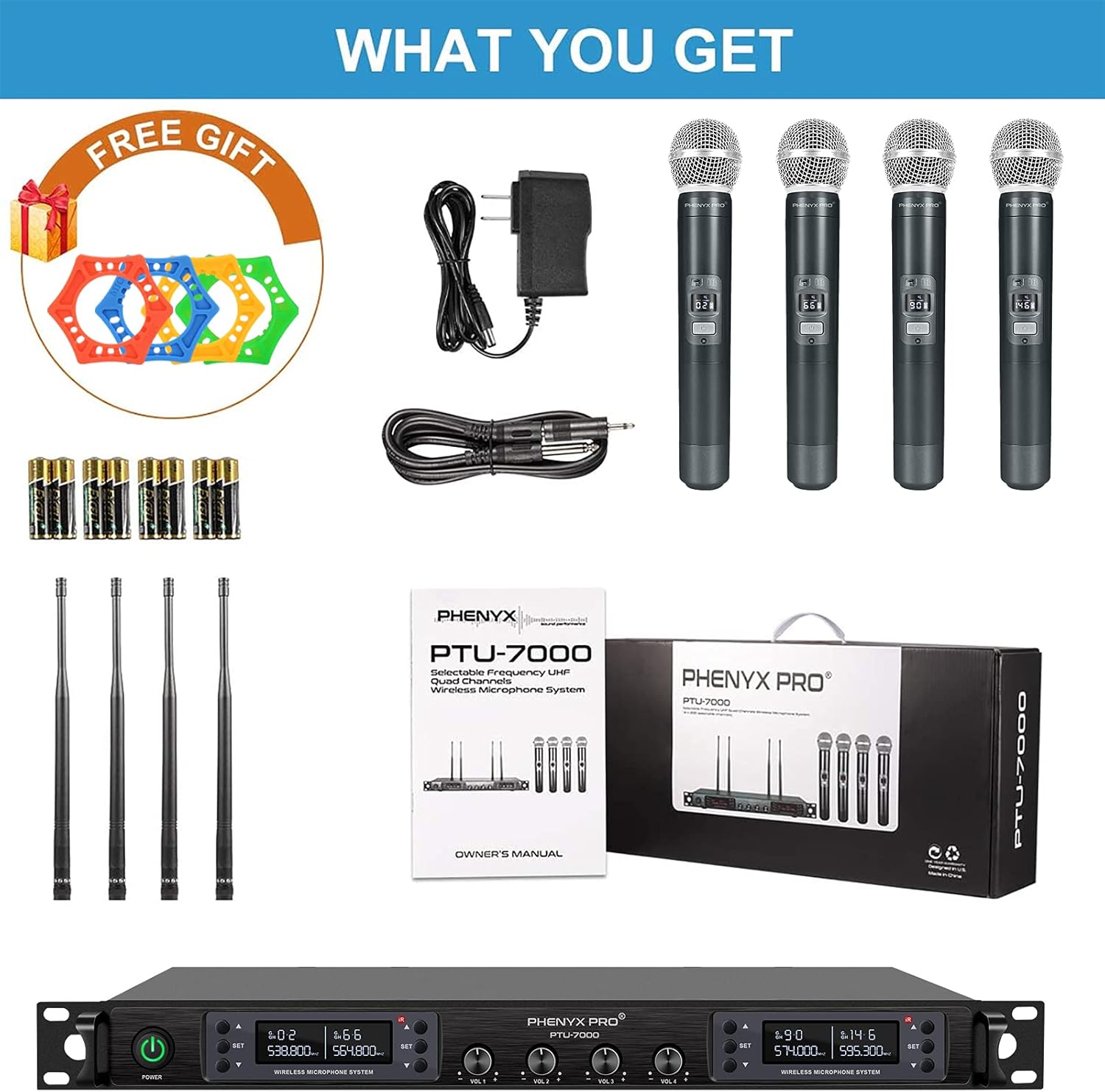 Wireless Microphone System, Phenyx Pro Quad Channel Cordless Mic Set with Metal Handheld Mics, 4×40 Channels, Auto Scan, Long Distance 328ft, Ideal for DJ, Church, Outdoor Events (PTU-7000A) - Image 6