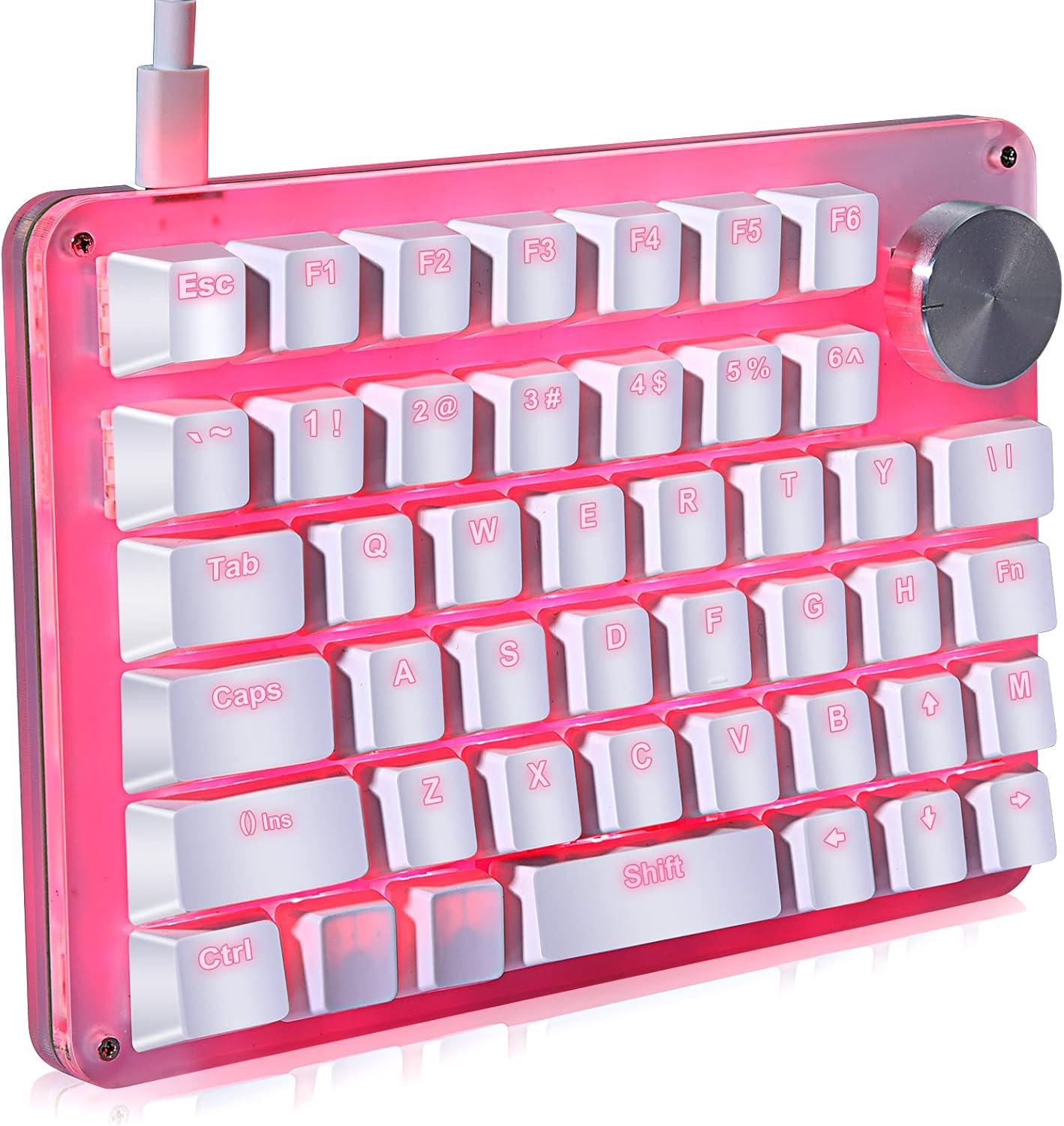 Koolertron One Handed Mechanical Gaming Keyboard, Programmable Keypad,Rotating Knob 45 Keys Blue Backlit/Blue Switches for Windows PC Gamers - Image 3