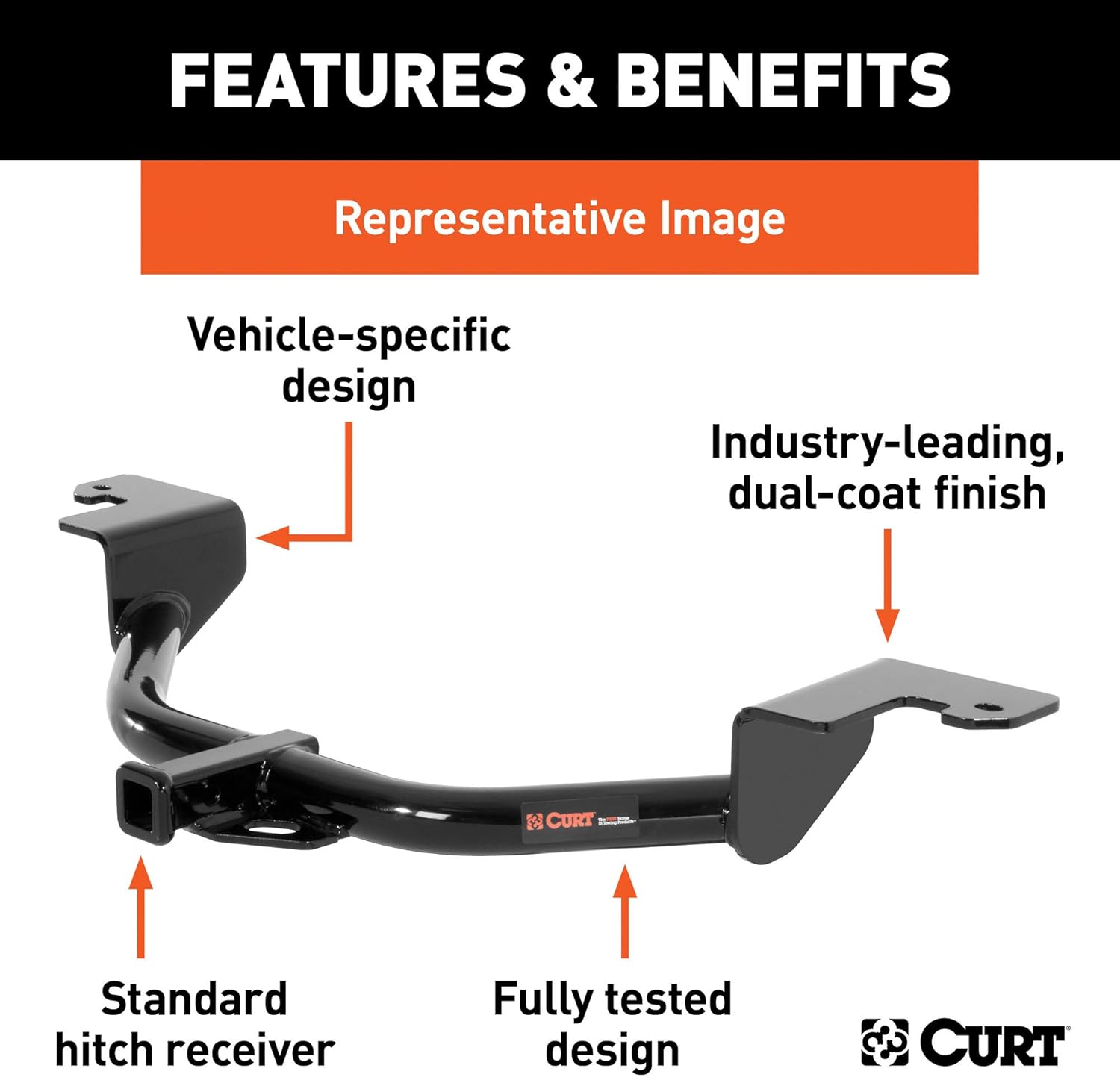 CURT 113123 Class 1 Trailer Hitch with Ball Mount, 1-1/4-In Receiver, Fits Select Ford Mustang - Image 3