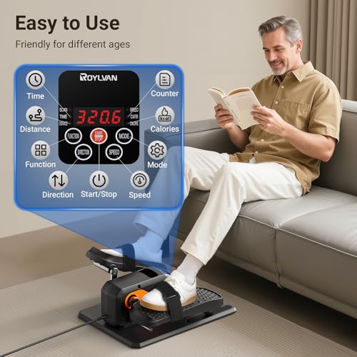 Elliptical Exercise Machine, Under Desk Ellipse Leg Exerciser for Home Office, Quiet Electric Seated Pedal Elliptical for Seniors with 12 Adjustable Speeds, Remoter, Footstraps - Image 4