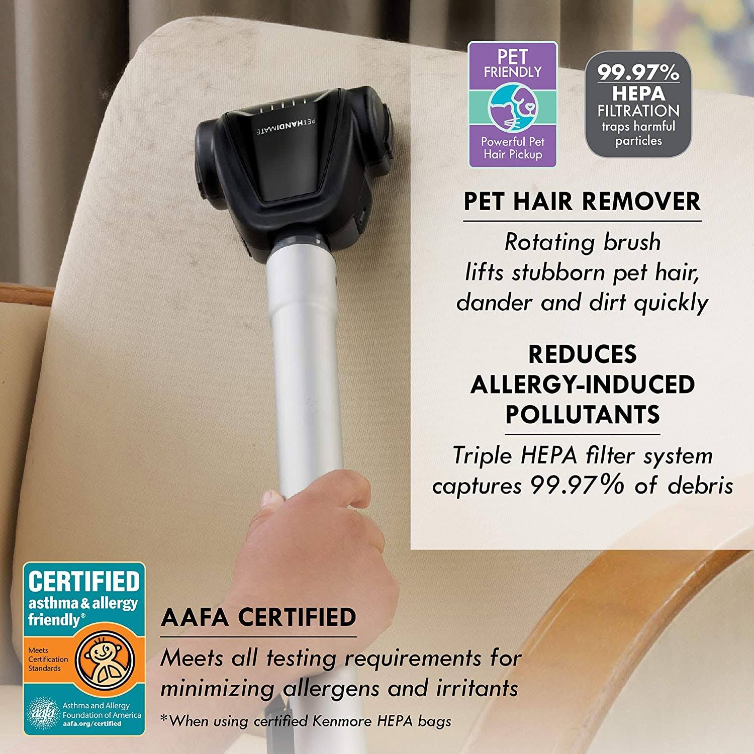 Kenmore Elite 31150 Pet Friendly Bagged Upright Vacuum w/Pet Handi-Mate Silver - Image 5