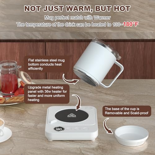 Coffee Mug Warmer & Mug Set for Desk, Electric Coffee Cup Warmer with 16oz Heated Mug, Smart Coffee Heater with Auto Shut Off for Office/Home, Christmas/Birthday/Coffee Gifts for Men & Women,Black - Image 3