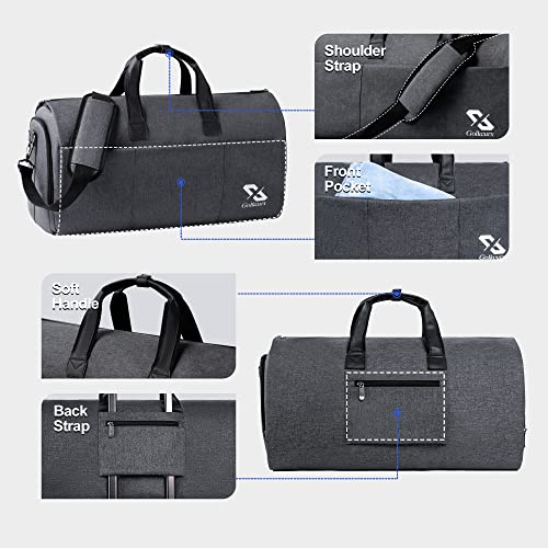 Convertible Garment Bag for travel,Carry on Garment Duffle Bag with Shoe Compartment, Detachable Shoulder Strap – 2 in 1 Suit Bags Suit Travel Bags for Men Women - Image 3