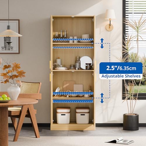 Cozy Castle Kitchen Pantry Cabinet, 71 Tall Wood Storage Cabinet with Doors and Shelves 4 Doors Freestanding Cupboard Utility Hutch for Dining Room Living Room Bathroom Furniture, Gray - Image 17