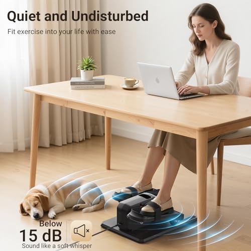 Elliptical Exercise Machine, Under Desk Ellipse Leg Exerciser for Home Office, Quiet Electric Seated Pedal Elliptical for Seniors with 12 Adjustable Speeds, Remoter, Footstraps - Image 5
