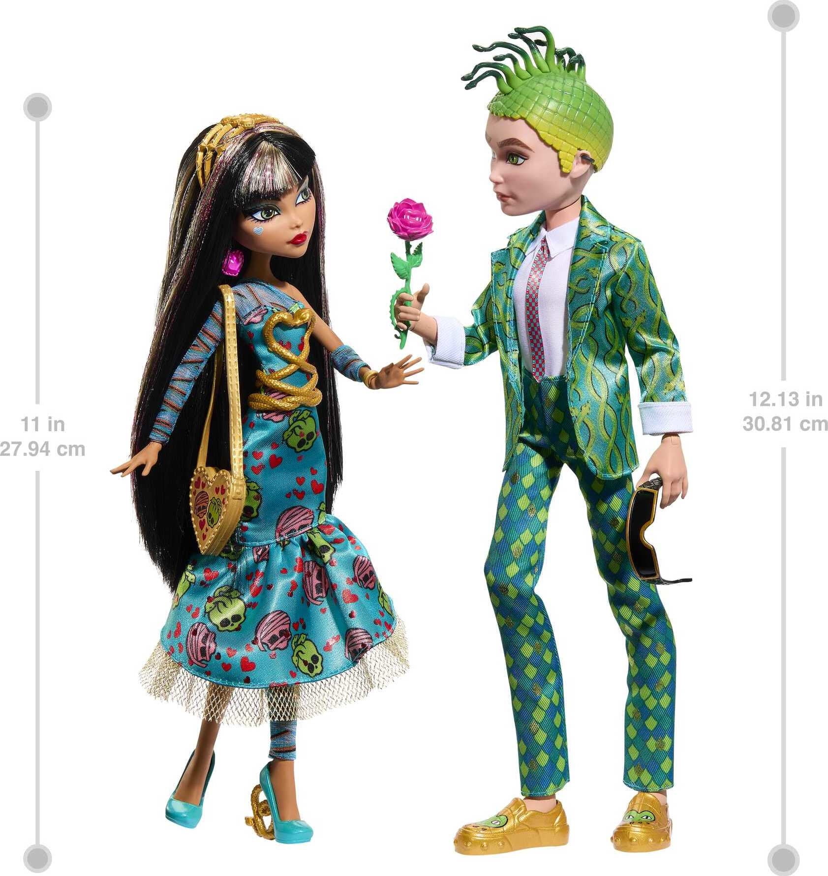 Monster High Cleo De Nile and Deuce Gorgon Collectible Dolls, Howliday Love Edition 2-Pack - Image 2