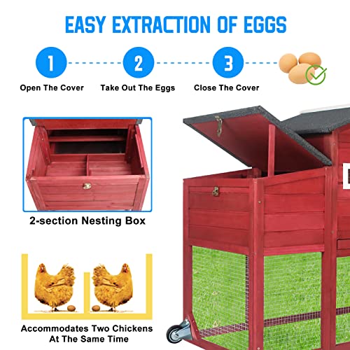 Chicken Coop and Run, Two Story Rabbit Hutch Indoor Outdoor, Wooden Hen House with Nesting Box Rabbit Cage, Ramp, Deep No Leak Pull Out Tray, for Chick, Bunny(Black) - Image 5