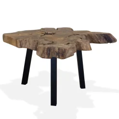 Alternative view of Dcenta Coffee Table, Genuine Teak Tabletop Wood Sofa and Couch End Side Table with Steel Legs for Living Room, Home Furniture 31.4 x 27.5 x 14.9 Inches (L x W x H)