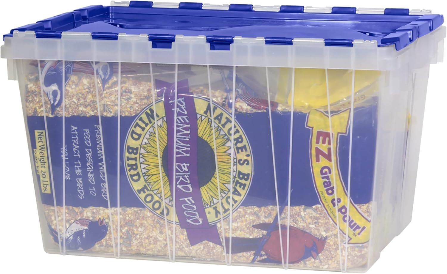 Akro-Mils KeepBox 12 Gallon Storage Container, Nesting and Stackable Plastic Storage Box with Lid Attached, Clear Tote for Garages, Closets, and Moving, 21-1/2 x 15 x 12-1/2, Clear/Blue, 6-Pack - Image 11