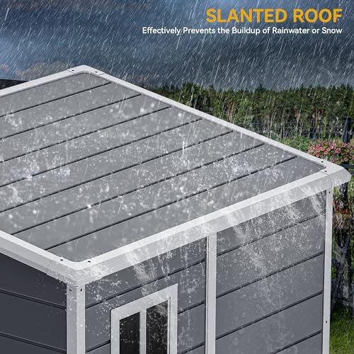 DWVO 5x3ft Resin Outdoor Storage Shed with Floor, Waterproof Lockable Storage Shed with Window, Plastic Outside Tool Storage for Garden, Backyard, Patio, Lawn, Gray - Image 47