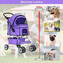 Alternative view of BestPet, Cat Carrier Stroller, 4 Wheels, Purple