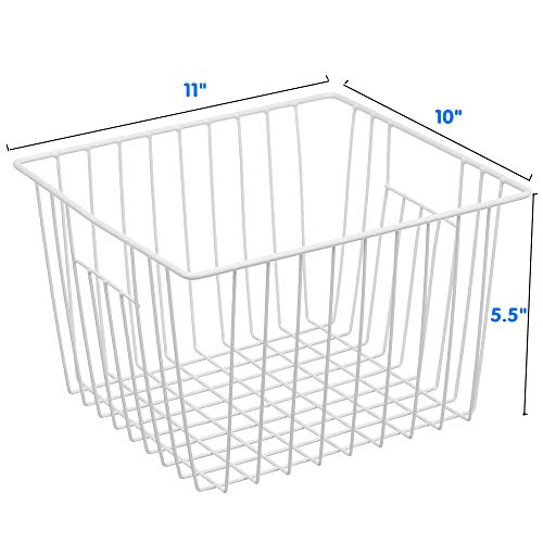 Freezer Wire Baskets, Kitchen Storage Organizer Bins for Chest and Upright Freezer, Refrigerator Dividers Containers with Handles – Pearl White (3) - Image 31
