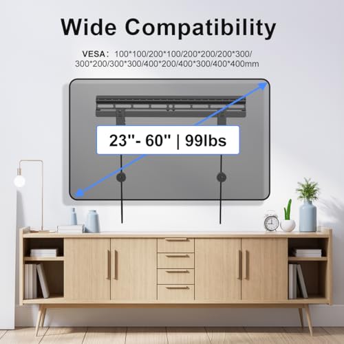 Suptek Studless TV Wall Mount for Most 23-60 Inch TVs up to 99 lbs, Low Profile No Drill TV Mount, Drywall TV Bracket with Max VESA 400x400mm, No Stud, No Drill, Easy Install, MF8 - Image 4