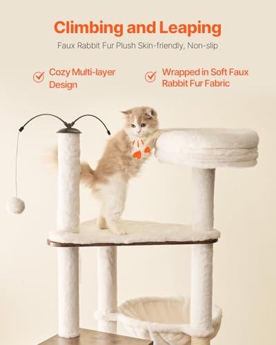 VEVOR Large Cat Tree with Litter Box Enclosure, 55.12 inches Tall, 2-in-1 Cat Tower, Multi-Level Cat Condo Furniture with Perches, Sisal Scratching Posts, Hammock, Big Kittens House for Indoor Cats - Image 5