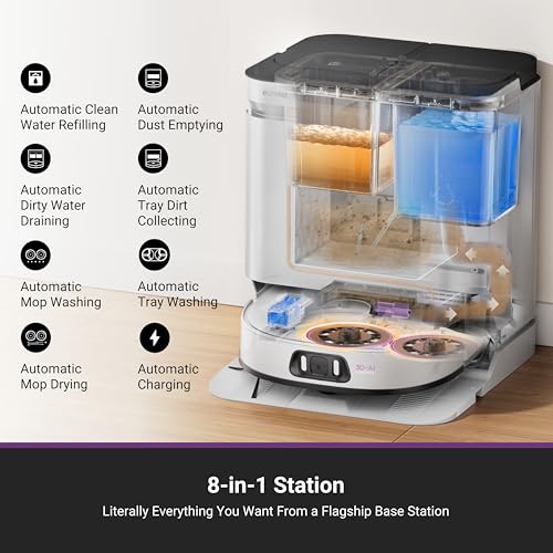 Eureka J15 Pro Ultra Robot Vacuum and Mop with Self Emptying Base, 16,200 Pa Suction, Flex-Arm Design Mop, Auto Mop Hot Water Washing & Hot Air Drying, Anti-Tangle, AI Obstacle Avoidance, Black - Image 4