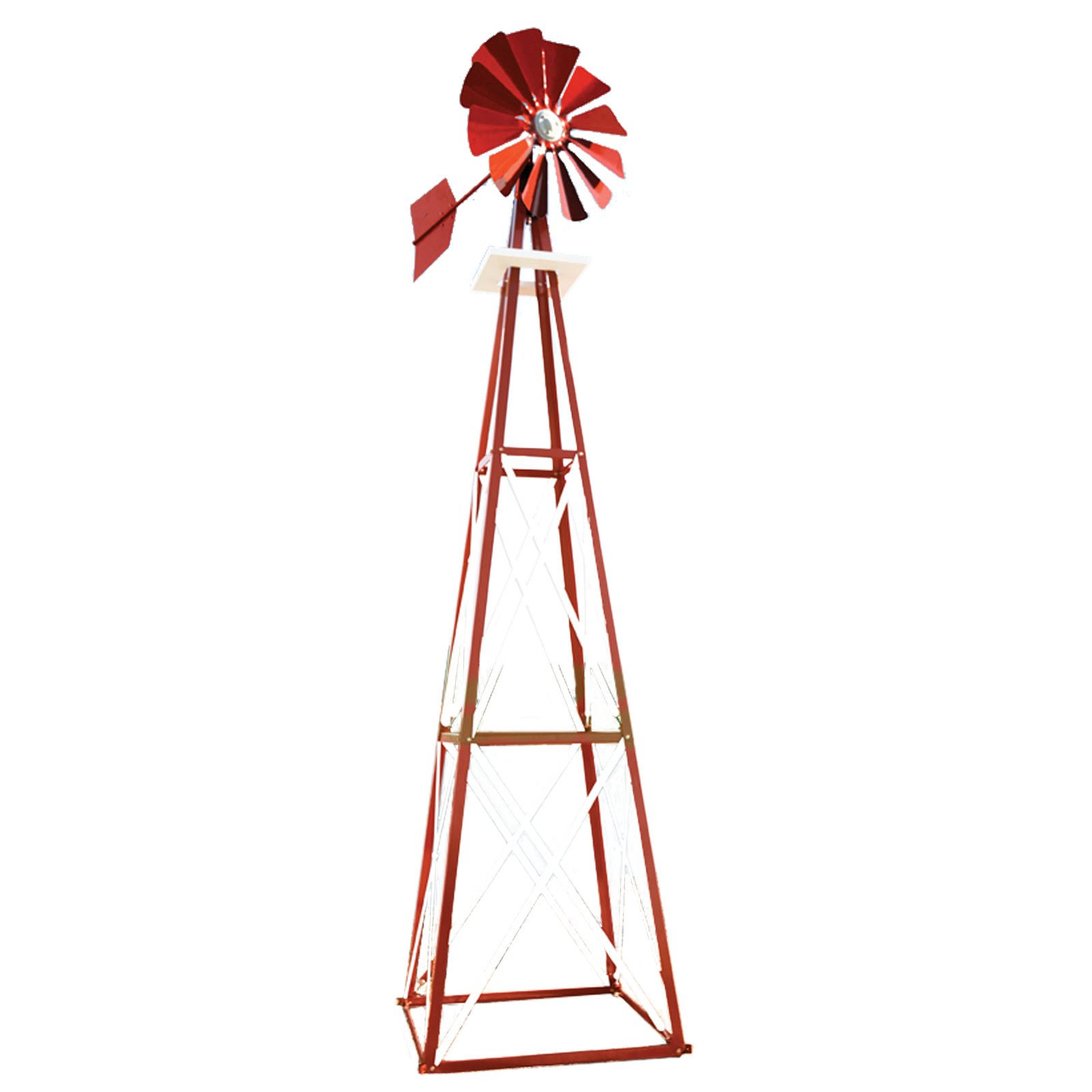 Outdoor Water Solutions 12-Foot Red and White Powder Coated Backyard Windmill - Image 5