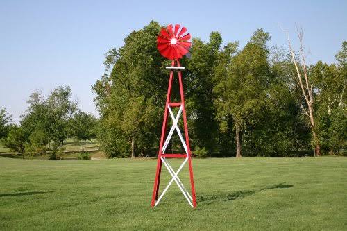 Outdoor Water Solutions 12-Foot Red and White Powder Coated Backyard Windmill - Image 7