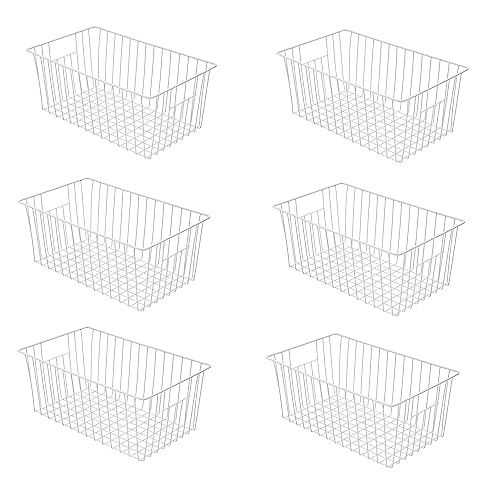 Freezer Wire Baskets, Kitchen Storage Organizer Bins for Chest and Upright Freezer, Refrigerator Dividers Containers with Handles – Pearl White (3) - Image 36