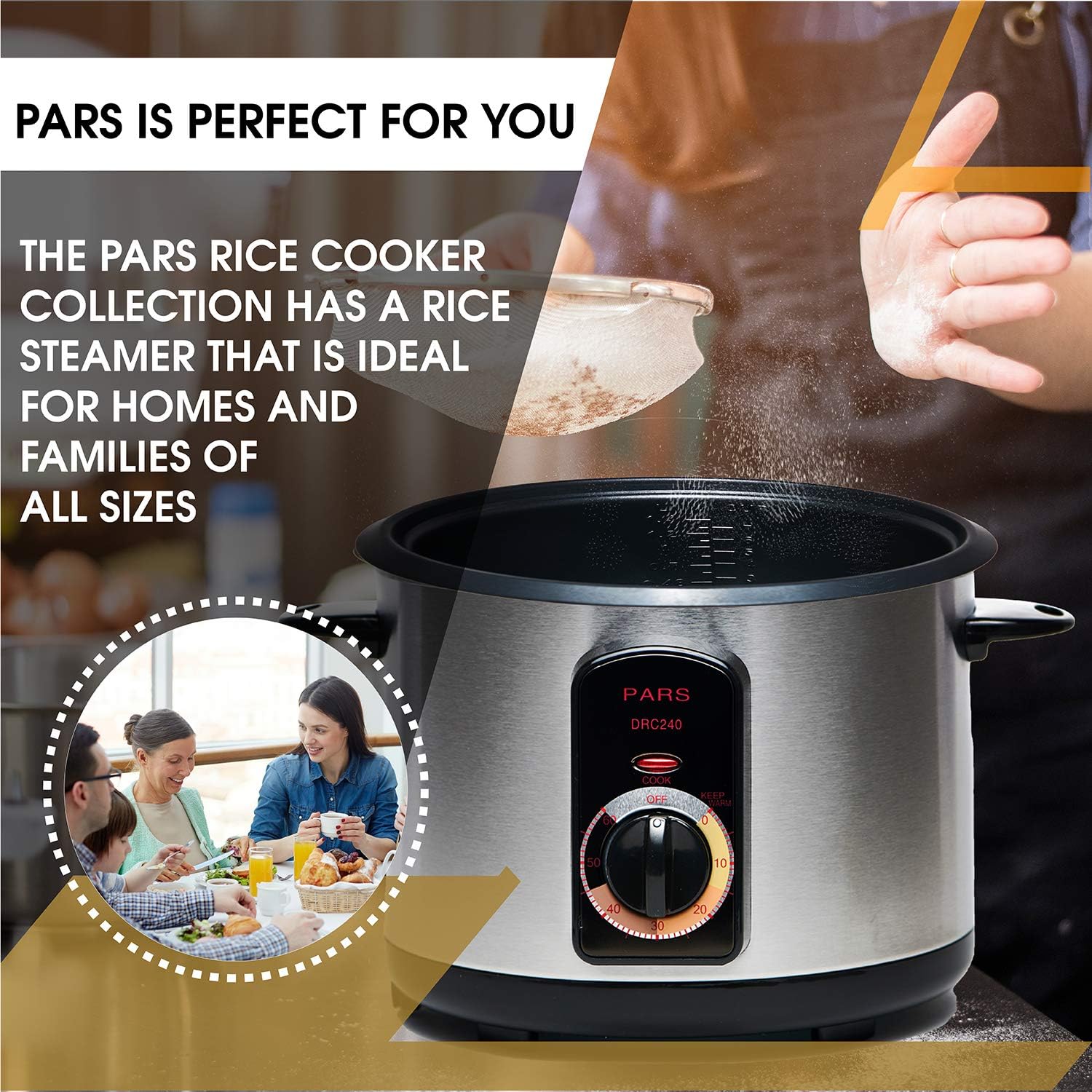 Pars Automatic Persian Rice Cooker – Tahdig Rice Maker Perfect Rice Crust, 10 Cup - Image 5