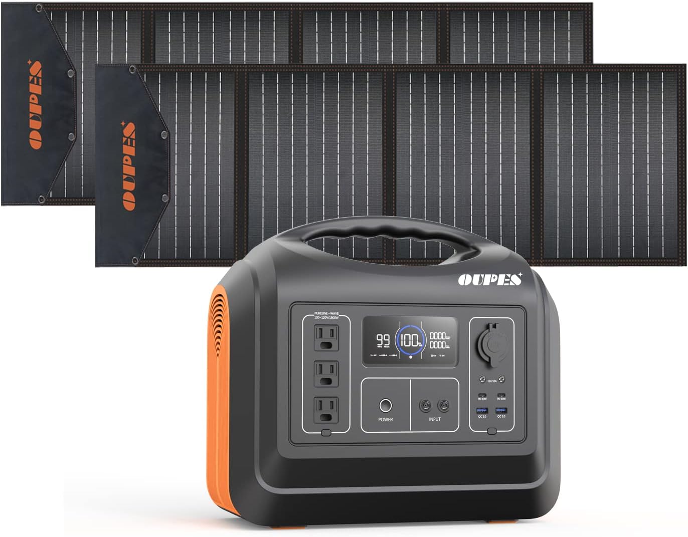OUPES Portable Power Station 1800W, Solar Generator 1488Wh (465000 mAh) LiFePO4 Battery Backup with 120V (4000W Peak) AC Outlets, 4000+ Cycle Emergency Power Generator for Home Use, Camping - Image 3